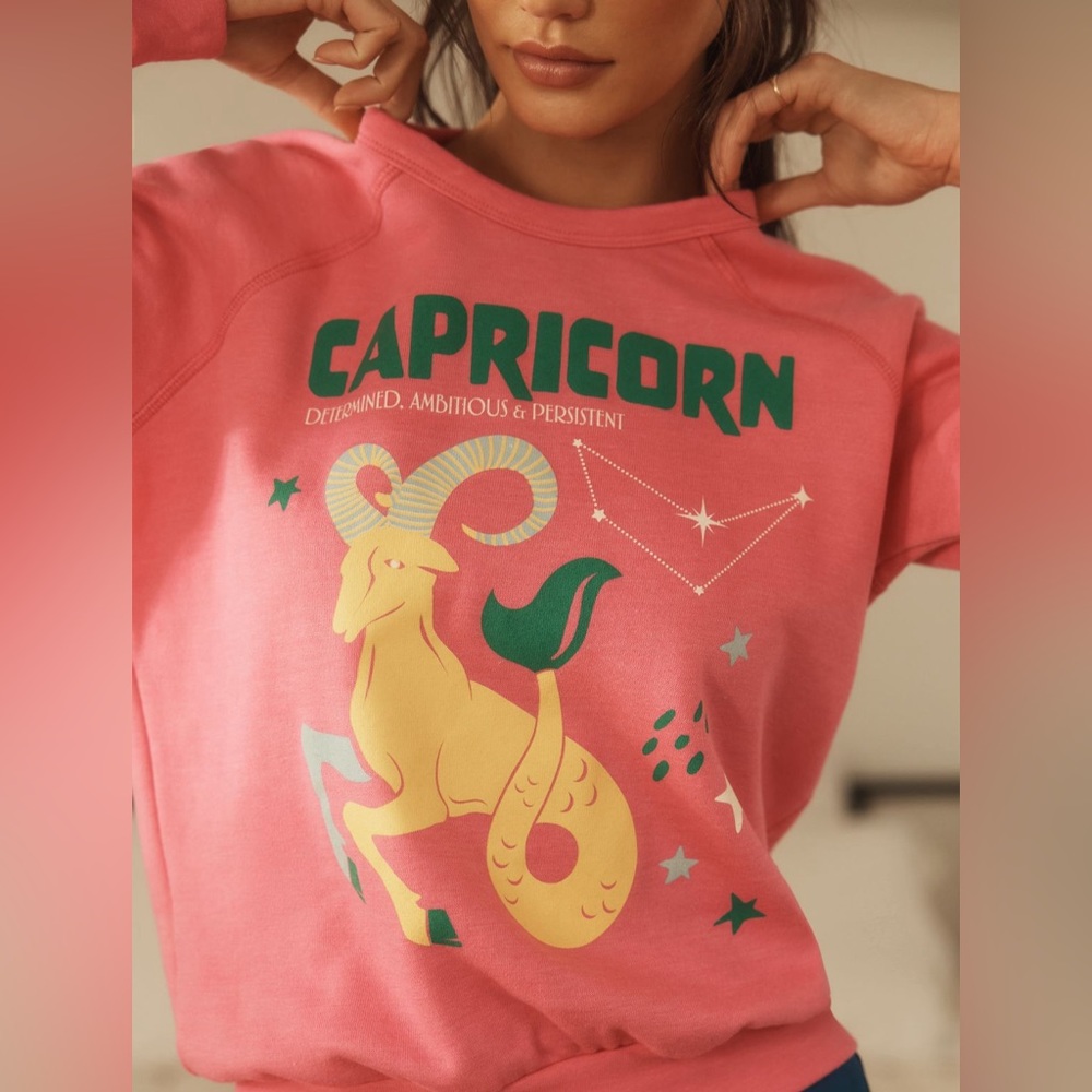 NWT Midnight Rider The Carolita Zodiac Sweatshirt in Capricorn XS Anthropologie